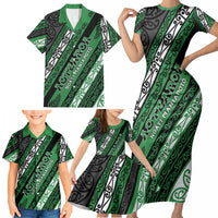 Personalised Aotearoa Ngati Maniapoto Family Matching Short Sleeve Bodycon Dress and Hawaiian Shirt New Zealand Maori Tribal Fern Pattern DT05 - Polynesian Pride