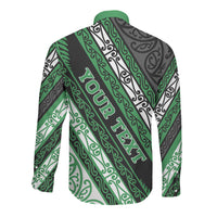 Personalised Aotearoa Ngati Maniapoto Long Sleeve Button Shirt New Zealand Maori Tribal Fern Pattern DT05 - Polynesian Pride