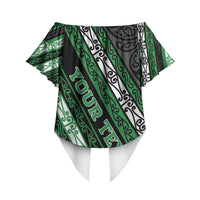 Personalised Aotearoa Ngati Maniapoto Off Shoulder Wrap Waist Top New Zealand Maori Tribal Fern Pattern DT05 - Polynesian Pride