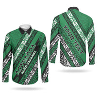 Personalised Aotearoa Ngati Raukawa Couples Matching Short Sleeve Bodycon Dress and Long Sleeve Button Shirt New Zealand Maori Tribal Fern Pattern DT05 - Polynesian Pride