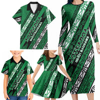 Personalised Aotearoa Ngati Raukawa Family Matching Long Sleeve Bodycon Dress and Hawaiian Shirt New Zealand Maori Tribal Fern Pattern DT05 - Polynesian Pride