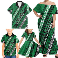 Personalised Aotearoa Ngati Raukawa Family Matching Off Shoulder Maxi Dress and Hawaiian Shirt New Zealand Maori Tribal Fern Pattern DT05 - Polynesian Pride