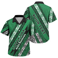 Personalised Aotearoa Ngati Raukawa Family Matching Off Shoulder Maxi Dress and Hawaiian Shirt New Zealand Maori Tribal Fern Pattern DT05 Son's Shirt Green - Polynesian Pride