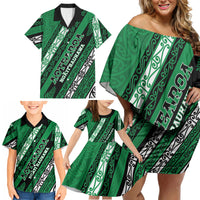 Personalised Aotearoa Ngati Raukawa Family Matching Off Shoulder Short Dress and Hawaiian Shirt New Zealand Maori Tribal Fern Pattern DT05 - Polynesian Pride