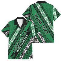 Personalised Aotearoa Ngati Raukawa Family Matching Off Shoulder Short Dress and Hawaiian Shirt New Zealand Maori Tribal Fern Pattern DT05 Dad's Shirt - Short Sleeve Green - Polynesian Pride