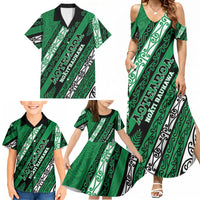 Personalised Aotearoa Ngati Raukawa Family Matching Summer Maxi Dress and Hawaiian Shirt New Zealand Maori Tribal Fern Pattern DT05 - Polynesian Pride