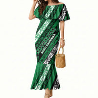 Personalised Aotearoa Ngati Raukawa Mermaid Dress New Zealand Maori Tribal Fern Pattern DT05 Women Green - Polynesian Pride