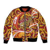 Custom Aotearoa Waikato Tainui Bomber Jacket Maori Tribal Pattern Koru Motif