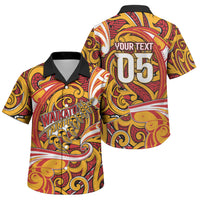 Custom Aotearoa Waikato Tainui Family Matching Off The Shoulder Long Sleeve Dress and Hawaiian Shirt Maori Tribal Pattern Koru Motif DT05 Son's Shirt Yellow - Polynesian Pride