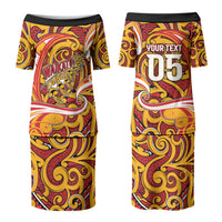 Custom Aotearoa Waikato Tainui Family Matching Puletasi and Hawaiian Shirt Maori Tribal Pattern Koru Motif DT05 Mom's Dress Yellow - Polynesian Pride