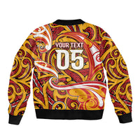 Custom Aotearoa Waikato Tainui Sleeve Zip Bomber Jacket Maori Tribal Pattern Koru Motif