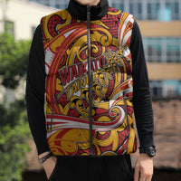 Custom Aotearoa Waikato Tainui Sleeveless Puffer Jacket Maori Tribal Pattern Koru Motif