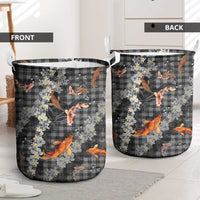 Black Palaka Hawaiian And Japanese Laundry Basket Sakura Lei With Koi Fish DT05 - Polynesian Pride