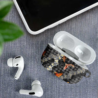 Black Palaka Hawaiian And Japanese AirPods Case Sakura Lei With Koi Fish DT05 - Polynesian Pride