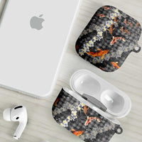 Black Palaka Hawaiian And Japanese AirPods Case Sakura Lei With Koi Fish DT05 - Polynesian Pride