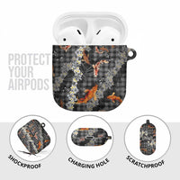 Black Palaka Hawaiian And Japanese AirPods Case Sakura Lei With Koi Fish DT05 - Polynesian Pride
