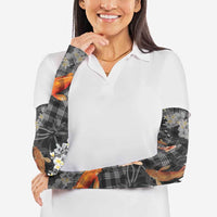 Black Palaka Hawaiian And Japanese Arm Sleeves Sakura Lei With Koi Fish DT05 - Polynesian Pride