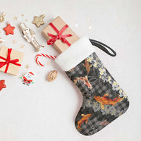Black Palaka Hawaiian And Japanese Christmas Stocking Sakura Lei With Koi Fish - Polynesian Pride
