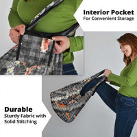 Black Palaka Hawaiian And Japanese Grocery Bag Sakura Lei With Koi Fish - Polynesian Pride