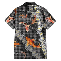 Black Palaka Hawaiian and Japanese Hawaiian Shirt - Sakura Lei With Koi Fish DT05 - Polynesian Pride
