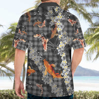 Black Palaka Hawaiian and Japanese Hawaiian Shirt - Sakura Lei With Koi Fish DT05 - Polynesian Pride