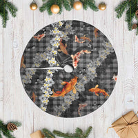 Black Palaka Hawaiian And Japanese Tree Skirt Sakura Lei With Koi Fish DT05 Casual Black - Polynesian Pride