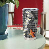 Black Palaka Hawaiian And Japanese Tumbler Cup Sakura Lei With Koi Fish - Polynesian Pride