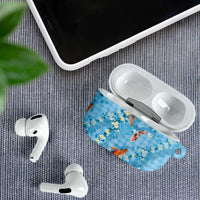 Blue Palaka Hawaiian And Japanese AirPods Case Sakura Lei With Koi Fish - Polynesian Pride