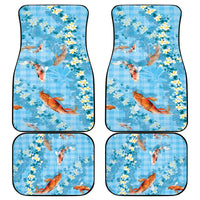 Blue Palaka Hawaiian And Japanese Car Mats Sakura Lei With Koi Fish - Polynesian Pride