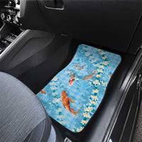 Blue Palaka Hawaiian And Japanese Car Mats Sakura Lei With Koi Fish - Polynesian Pride