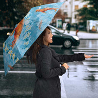 Blue Palaka Hawaiian And Japanese Umbrella Sakura Lei With Koi Fish DT05 - Polynesian Pride