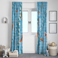 Blue Palaka Hawaiian And Japanese Window Curtain Sakura Lei With Koi Fish - Polynesian Pride