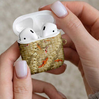 Beige Palaka Hawaiian And Japanese AirPods Case Sakura Lei With Koi Fish DT05 - Polynesian Pride