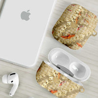 Beige Palaka Hawaiian And Japanese AirPods Case Sakura Lei With Koi Fish DT05 - Polynesian Pride