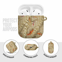 Beige Palaka Hawaiian And Japanese AirPods Case Sakura Lei With Koi Fish - Polynesian Pride