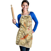 Beige Palaka Hawaiian And Japanese Apron Sakura Lei With Koi Fish DT05 - Polynesian Pride
