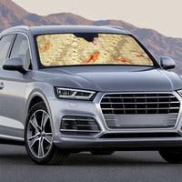 Beige Palaka Hawaiian And Japanese Auto Sun Shade Sakura Lei With Koi Fish - Polynesian Pride