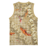 Beige Palaka Hawaiian And Japanese Basketball Jersey Sakura Lei With Koi Fish DT05 - Polynesian Pride