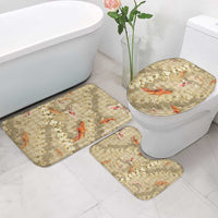 Beige Palaka Hawaiian And Japanese Bathroom Set Sakura Lei With Koi Fish - Polynesian Pride