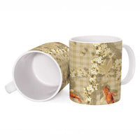 Beige Palaka Hawaiian And Japanese Ceramic Mug Sakura Lei With Koi Fish DT05 - Polynesian Pride