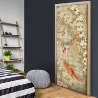 Beige Palaka Hawaiian And Japanese Door Cover Sakura Lei With Koi Fish DT05 - Polynesian Pride