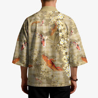 Beige Palaka Hawaiian And Japanese Kimono Sakura Lei With Koi Fish - Polynesian Pride