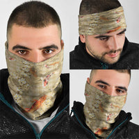 Beige Palaka Hawaiian And Japanese Neck Gaiter Sakura Lei With Koi Fish DT05 - Polynesian Pride