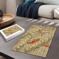Beige Palaka Hawaiian And Japanese Puzzle Sakura Lei With Koi Fish DT05 - Polynesian Pride