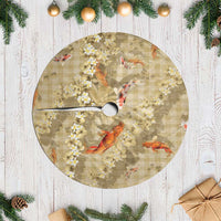 Beige Palaka Hawaiian And Japanese Tree Skirt Sakura Lei With Koi Fish DT05 Casual Beige - Polynesian Pride
