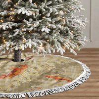 Beige Palaka Hawaiian And Japanese Tree Skirt Sakura Lei With Koi Fish DT05 - Polynesian Pride