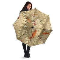 Beige Palaka Hawaiian And Japanese Umbrella Sakura Lei With Koi Fish DT05 - Polynesian Pride