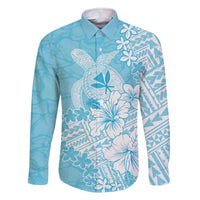 Hawaii Kanaka Maoli Family Matching Off The Shoulder Long Sleeve Dress and Hawaiian Shirt Polynesian Turtle Tattoo