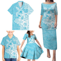Hawaii Kanaka Maoli Family Matching Puletasi and Hawaiian Shirt Polynesian Turtle Tattoo