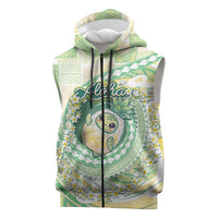Hawaii Pineapple Sleeveless Zip Hoodie Cute Cosplay Turtle Plumeria Spiral DT05 Mint - Polynesian Pride